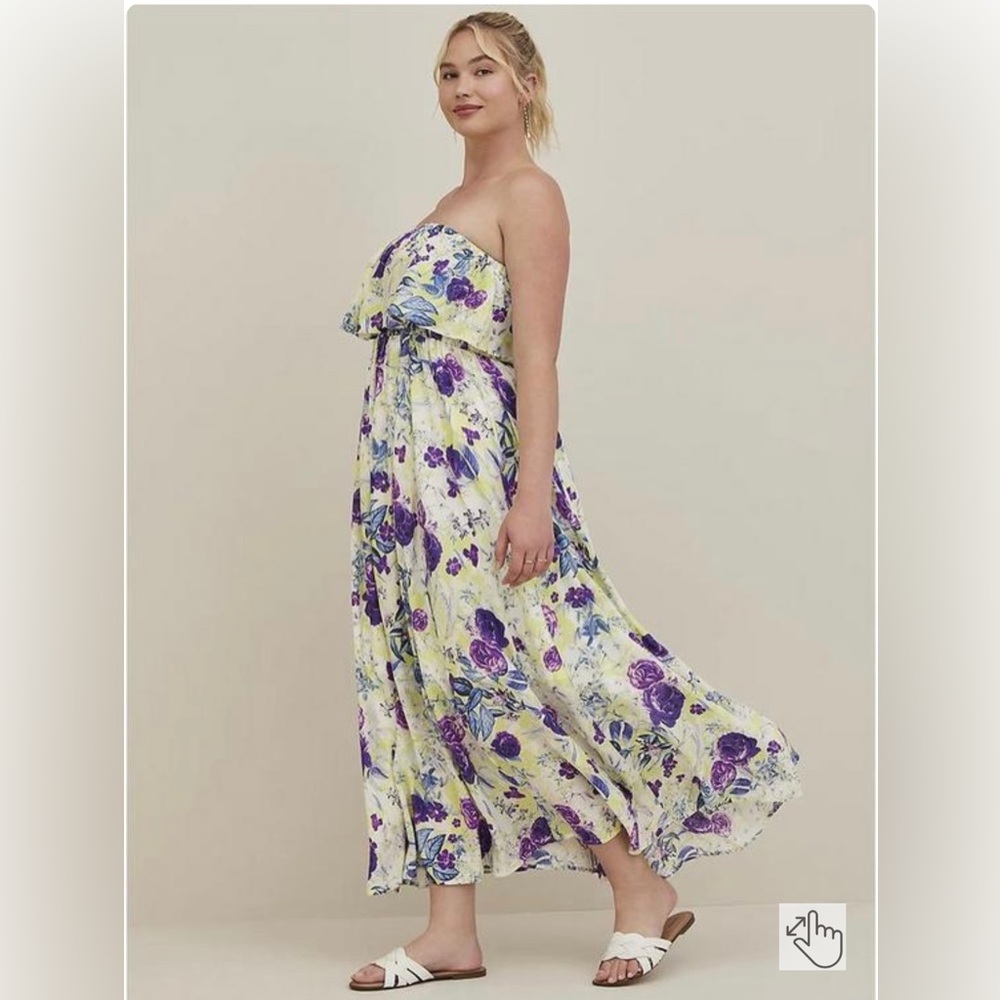 BNWT Torrid Size 2 Challis Maxi Strapless Dress